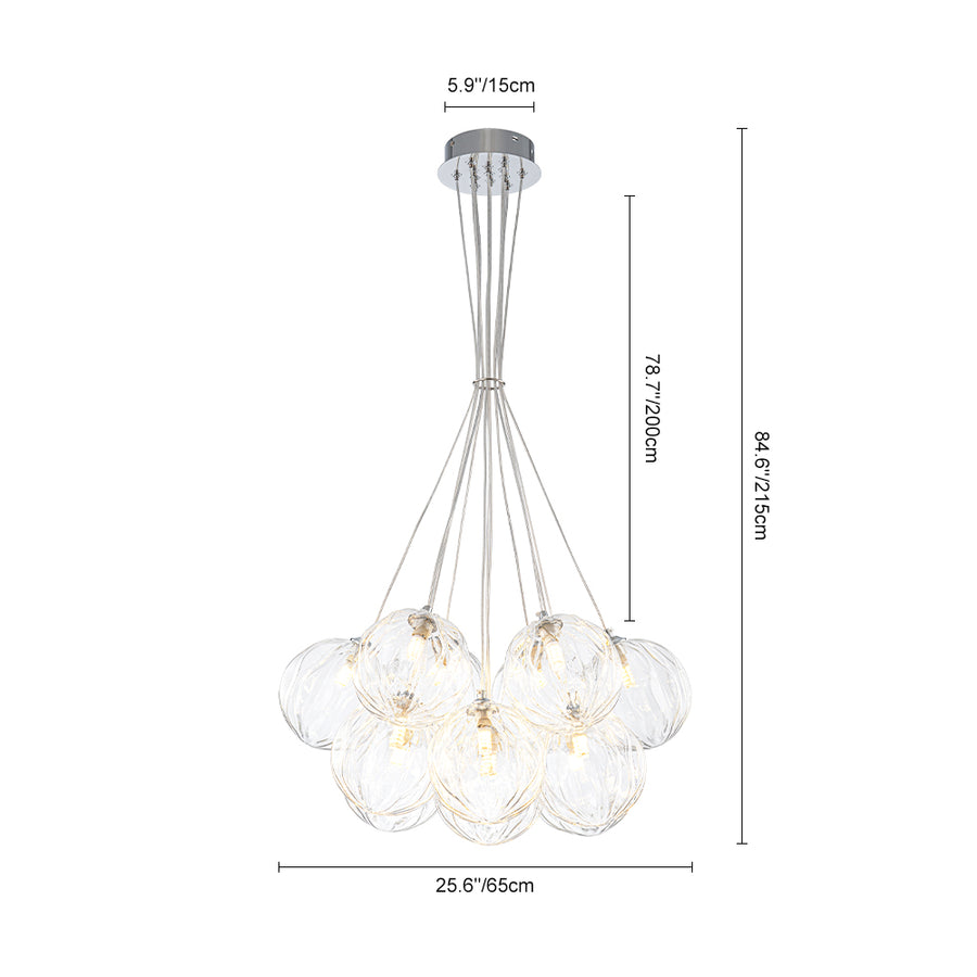 Dimmable Cluster Sculpture Texture Glass Globe Bubble Chandelier