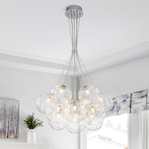 Dimmable Cluster Sculpture Texture Glass Globe Bubble Chandelier