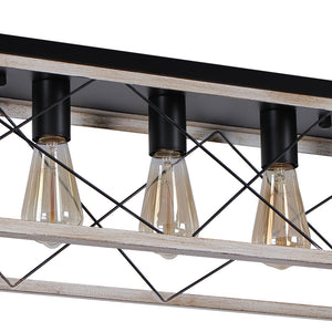 5-Light Farmhouse Rectangular Cage Semi Flush Mount