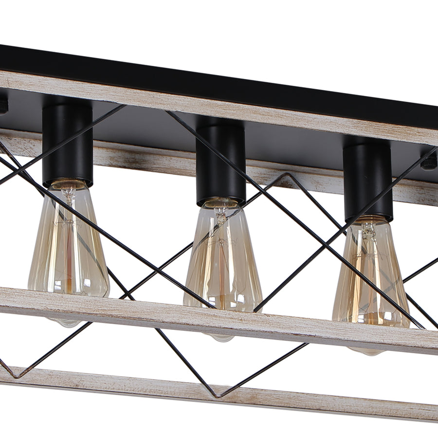 5-Light Farmhouse Rectangular Cage Semi Flush Mount