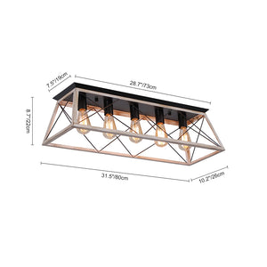 5-Light Farmhouse Rectangular Cage Semi Flush Mount