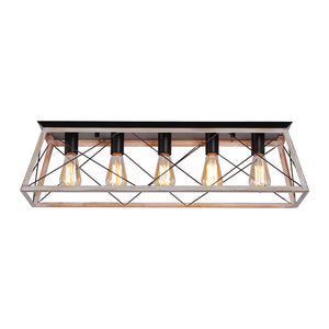 5-Light Farmhouse Rectangular Cage Semi Flush Mount