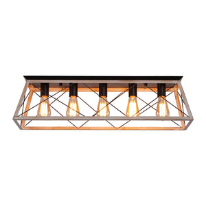 5-Light Farmhouse Rectangular Cage Semi Flush Mount