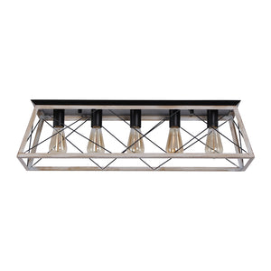 5-Light Farmhouse Rectangular Cage Semi Flush Mount