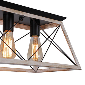 5-Light Farmhouse Rectangular Cage Semi Flush Mount