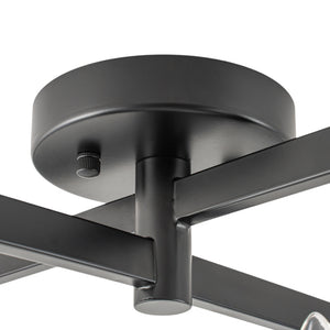Farmhouse Black Brass 4-Light Square Cage Semi Flush Mount