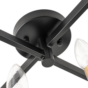 Farmhouse Black Brass 4-Light Square Cage Semi Flush Mount