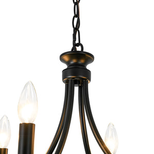 Farmhouse Metal Candle Style Wagon Wheel Pendant / Semi Flush