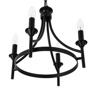 Farmhouse Metal Candle Style Wagon Wheel Pendant / Semi Flush