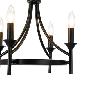 Farmhouse Metal Candle Style Wagon Wheel Pendant / Semi Flush
