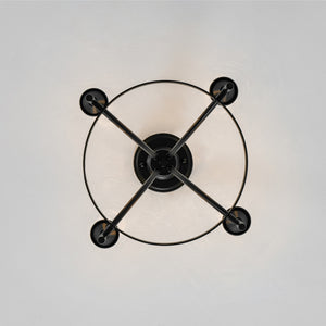 Farmhouse Metal Candle Style Wagon Wheel Pendant / Semi Flush