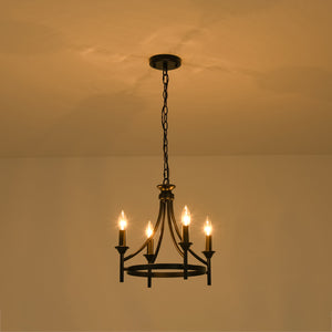 Farmhouse Metal Candle Style Wagon Wheel Pendant / Semi Flush