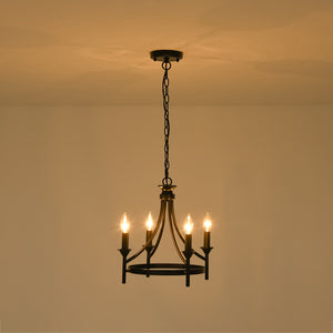 Farmhouse Metal Candle Style Wagon Wheel Pendant / Semi Flush