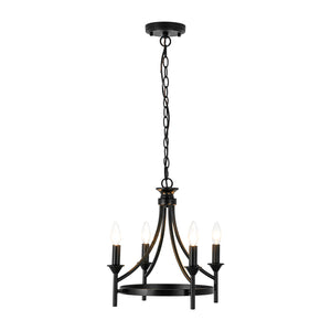 Farmhouse Metal Candle Style Wagon Wheel Pendant / Semi Flush