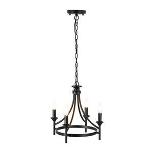 Farmhouse Metal Candle Style Wagon Wheel Pendant / Semi Flush