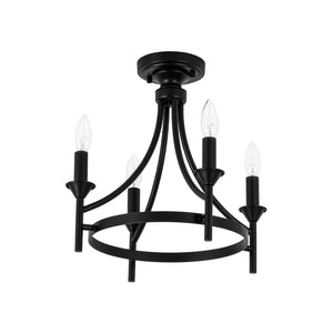 Farmhouse Metal Candle Style Wagon Wheel Pendant / Semi Flush
