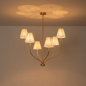 French 6-Light Tiered Fabric Cone Shade Candle Chandelier