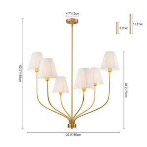 French 6-Light Tiered Fabric Cone Shade Candle Chandelier