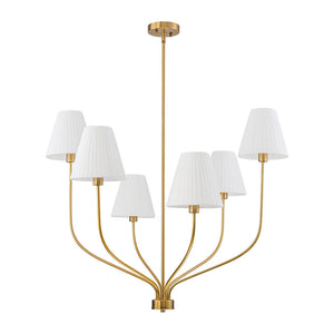 French 6-Light Tiered Fabric Cone Shade Candle Chandelier