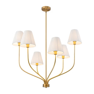 French 6-Light Tiered Fabric Cone Shade Candle Chandelier