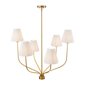 French 6-Light Tiered Fabric Cone Shade Candle Chandelier