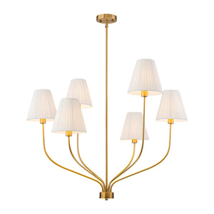 French 6-Light Tiered Fabric Cone Shade Candle Chandelier