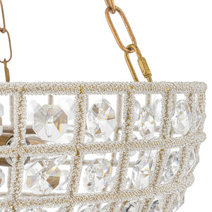French Antique Brass Bronze Crystal Round Cage Chandelier