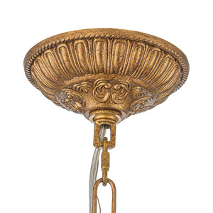 French Antique Brass Bronze Crystal Round Cage Chandelier