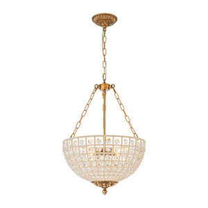 French Antique Brass Bronze Crystal Round Cage Chandelier