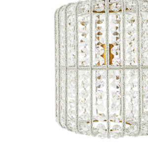 French Antique Brass Crystal Accented Lantern Semi Flush Mount