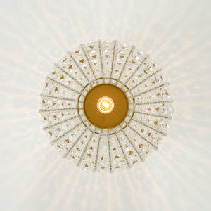 French Antique Brass Crystal Accented Lantern Semi Flush Mount