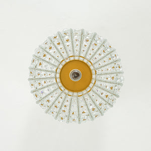 French Antique Brass Crystal Accented Lantern Semi Flush Mount