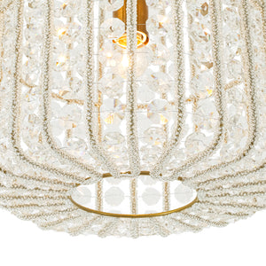 French Antique Brass Crystal Accented Lantern Semi Flush Mount