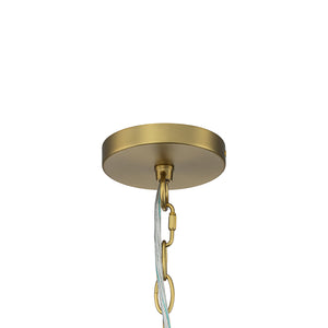 French Art Deco Brass Green Swirl Glass Round Tiered Chandelier