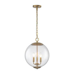 French Brass Candle Style Clear Glass Globe Pendant Light