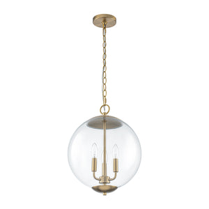 French Brass Candle Style Clear Glass Globe Pendant Light