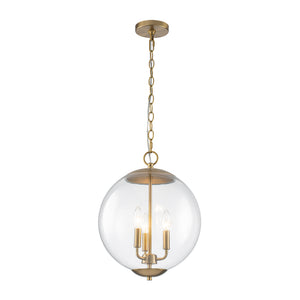 French Brass Candle Style Clear Glass Globe Pendant Light
