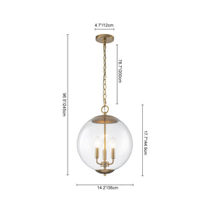 French Brass Candle Style Clear Glass Globe Pendant Light