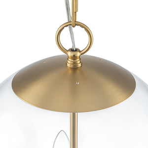 French Brass Candle Style Clear Glass Globe Pendant Light