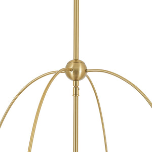 French Brass Large White Fabric Drum Lantern Chandelier