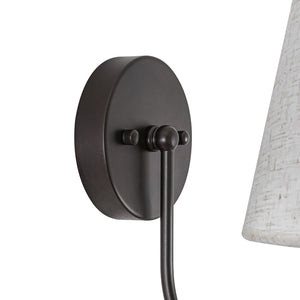 French Country 1-Light Beige Fabric Cone Armed Wall Sconce