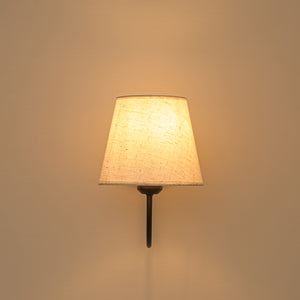 French Country 1-Light Beige Fabric Cone Armed Wall Sconce