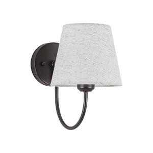 French Country 1-Light Beige Fabric Cone Armed Wall Sconce