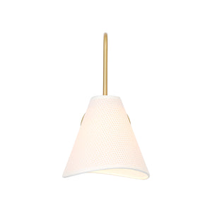 French Country 1-Light Beige Woven Fabric Cone Wall Sconce