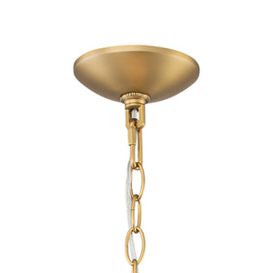French Country 1-Light Pleated Fabric Brass Lantern Pendant