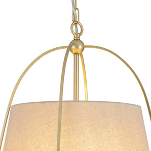 French Country 4-Light Ivory Linen Conical Drum Cage Pendant