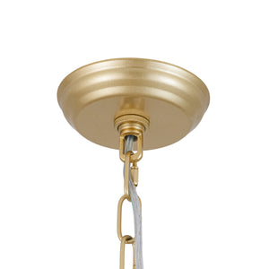 French Country 4-Light Ivory Linen Conical Drum Cage Pendant