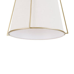 French Country 4-Light Ivory Linen Conical Drum Cage Pendant