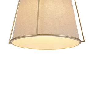 French Country 4-Light Ivory Linen Conical Drum Cage Pendant