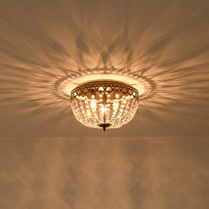 French Country Empire Draped Crystal Cage Semi Flush Mount